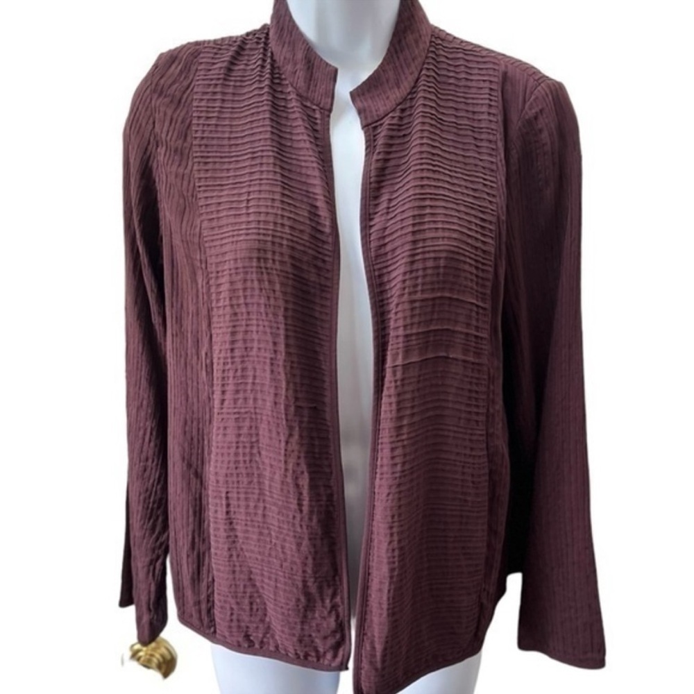 Eileen Fisher: Open-front Silk Cardigan/Blouse: Eggplant Purple: Small